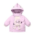 thumbnail image 4 of LFEOOST Toddler Snow Suit Outdoor Hooded Bodysuit Boys Girls Winter Overalls Outerwear Set Cute Thick Snowsuit with Pockets (2 Years, Purple), 4 of 8
