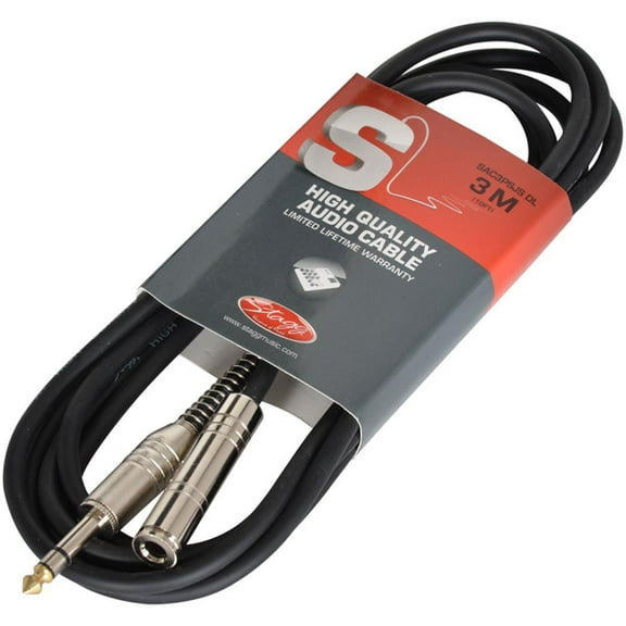 STAGG - 6.35mm (1/4") Jack Lead Male to Female 3m Black