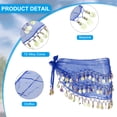 thumbnail image 3 of Uxcell Women's Belly Dance Hip Scarf with Sequins Triangle Wrap Skirts Waist Chain for Party Costume Performance Blue, 3 of 7