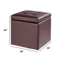 thumbnail image 2 of Gymax Storage Box Ottoman Square Seat Foot Stool Chair Cube Hinge Top Brown, 2 of 10