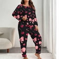 thumbnail image 2 of FDGIU Women Plus Size Valentine Pajamas Set - Long Sleeve 2 Piece Sleepwear Holiday Pj’s Loungewear Set, 2 of 6