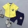 GoolRC Summer Cartoon W Letter Printing Short Sleeve Two-piece Casual Child Baby Yellow
