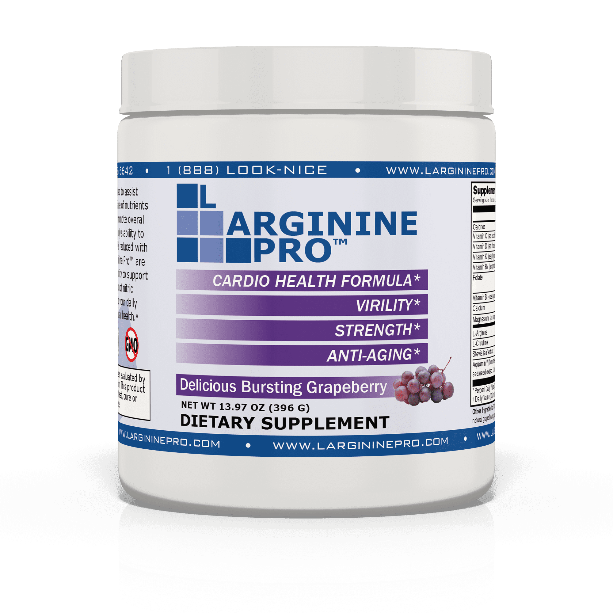 L-Arginine Pro Powder - 5500mg L-Arginine, 1100mg L-Citrulline Cardio Health GrapeBerry/ Citrus Orange/ Raspberry ( 3 Jars)