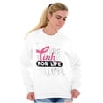 thumbnail image 3 of Breast Cancer Pink for Life Ribbon Women Crewneck Sweatshirt Brisco Brands S, 3 of 6