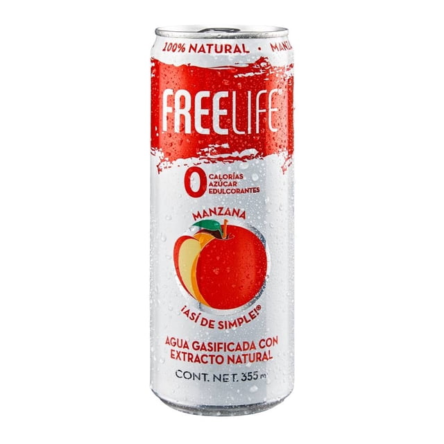 Agua gasificada Freelife sabor manzana 355 ml