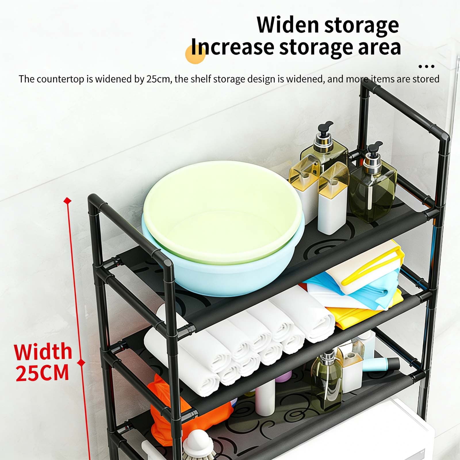 Over Washer and Dryer Storage Shelf - Portable Stacking Kit for Laundry Room, Over Toilet Bathroom Organizer & Above Toilet Storage Shelf