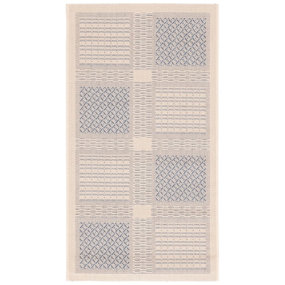 Safavieh Courtyard Eileen Geometric Indoor/Outdoor Area Rug, Natural/Blue, 2'7" x 5'