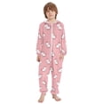 thumbnail image 2 of Soft Big Kids Onesie Pajamas Cozy Loose-Fit Jumpsuits for kids with Pockets for Christmas Lounge & Play Cute Unicorns with Pink Background, 2 of 8