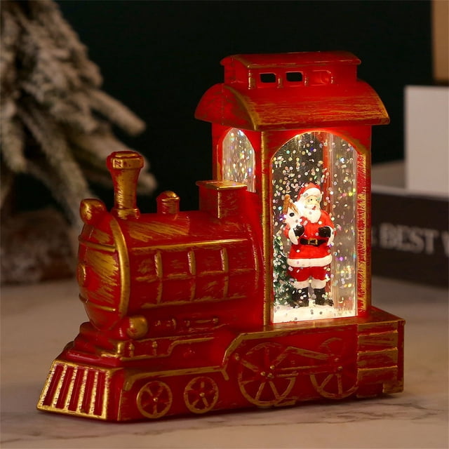 Christmas Water-filled Train Santa Claus Decorations Gifts Wind Lanterns Night Lights Table Ornaments