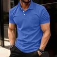 thumbnail image 2 of Yifymode Men's Cotton Short Sleeve Polo Shirt, Button-Down Collar Pocket Classic Fit Casual Top Blue L, 2 of 5