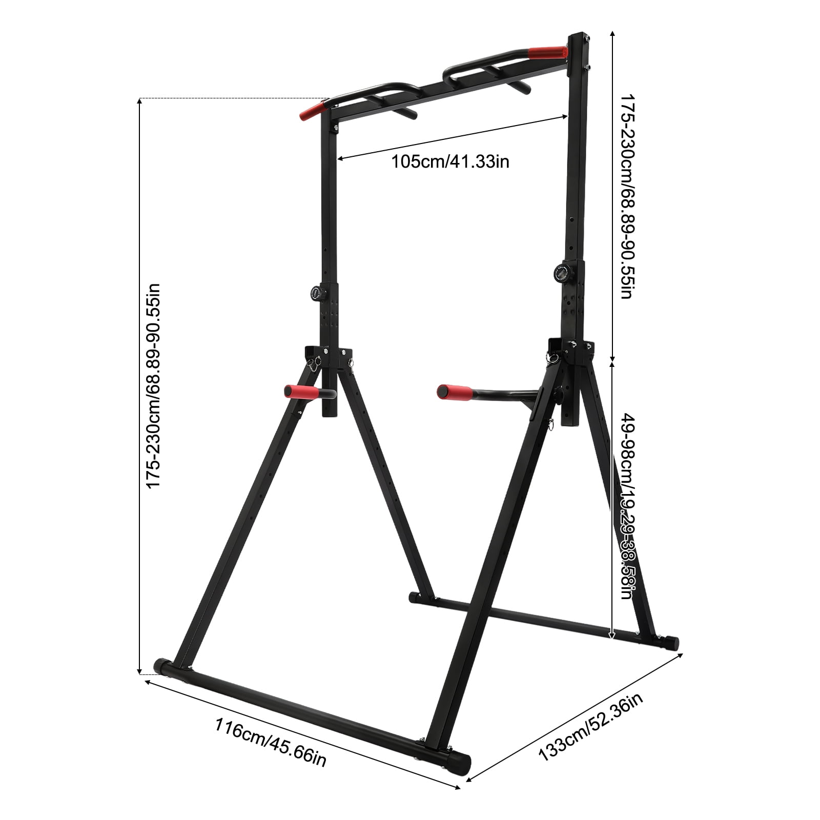 Foldable Power Tower Pull Up Bar and Dip Station Height Adjustable Pull Up Bar Strength Training Fitness Workout Equipment Free Standing Power Tower Rack for Home Gym