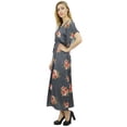 thumbnail image 3 of Bimba Kimono Kaftan Floral à Cordon Gris pour Femmes - 24, 3 of 9