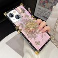 thumbnail image 5 of for iPhone 15 Plus Bling Stand Case, Luxury Glitter Floral Butterfly Foldable Kickstand Women Girls Cute Marble Shell Pattern Shockproof Protective Phone Cover Case for iPhone 15 Plus, Pink, 5 of 6