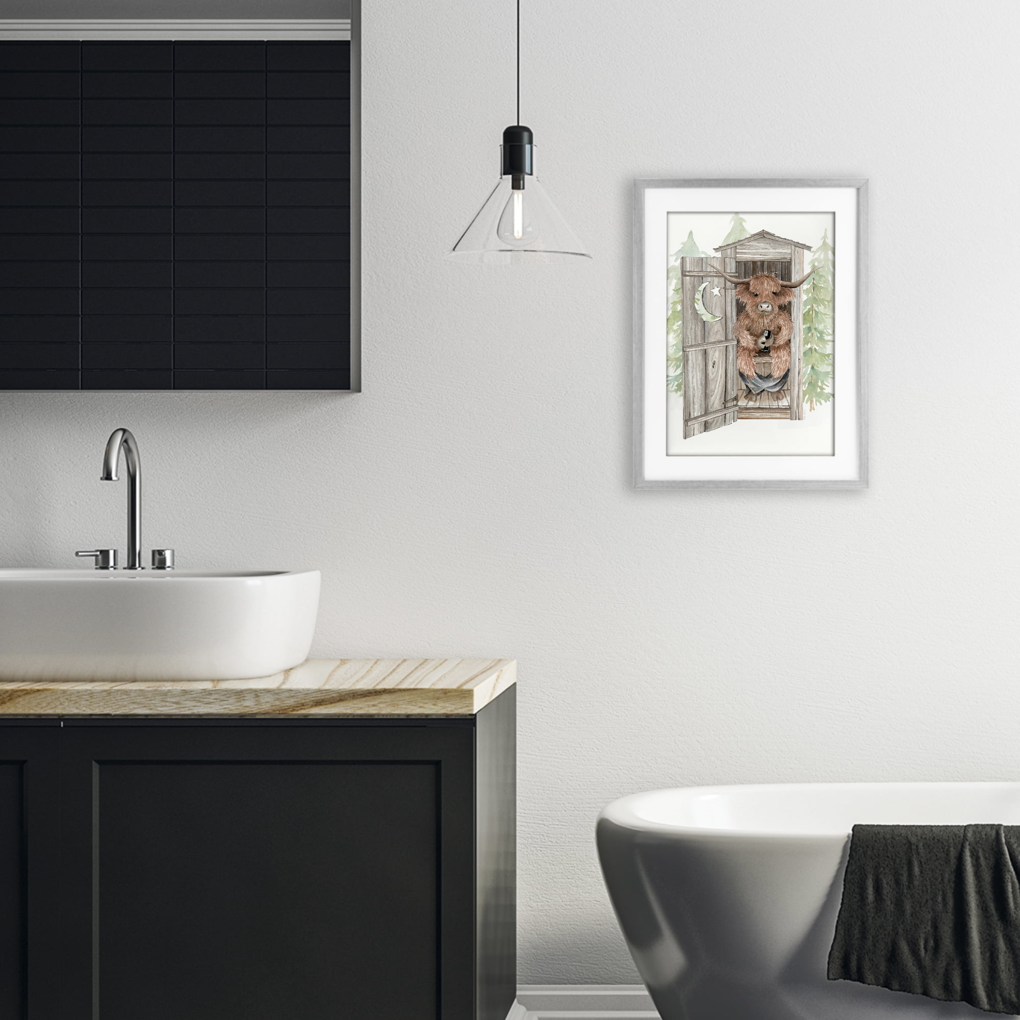 Stupell Industries Lost In Scroll Outhouse Gray Framed Print Under Glass, design by Cindy Jacobs