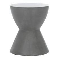 Pemberly Row 17.7" Round Concrete Indoor/Outdoor Accent Table in Dark Gray