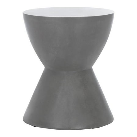 Pemberly Row 17.7" Round Concrete Indoor/Outdoor Accent Table in Dark Gray