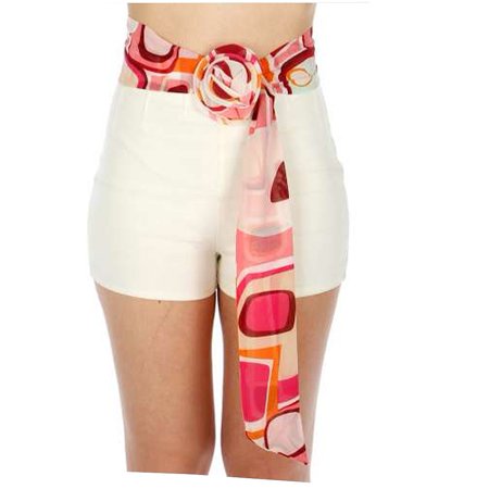 Boutique Rosette - Girls Multi Color Mix Shape Print Rosette Accent Sash Belt 3.5 x 50 Length