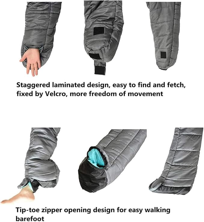 Wearable Creative Alien Mummy Sleeping Bag for Adults, Walking Standing Sleep Suit with Zipper, 3-Season Full Body Warmth for Camping, Hiking, Festivals & Hospital Companion