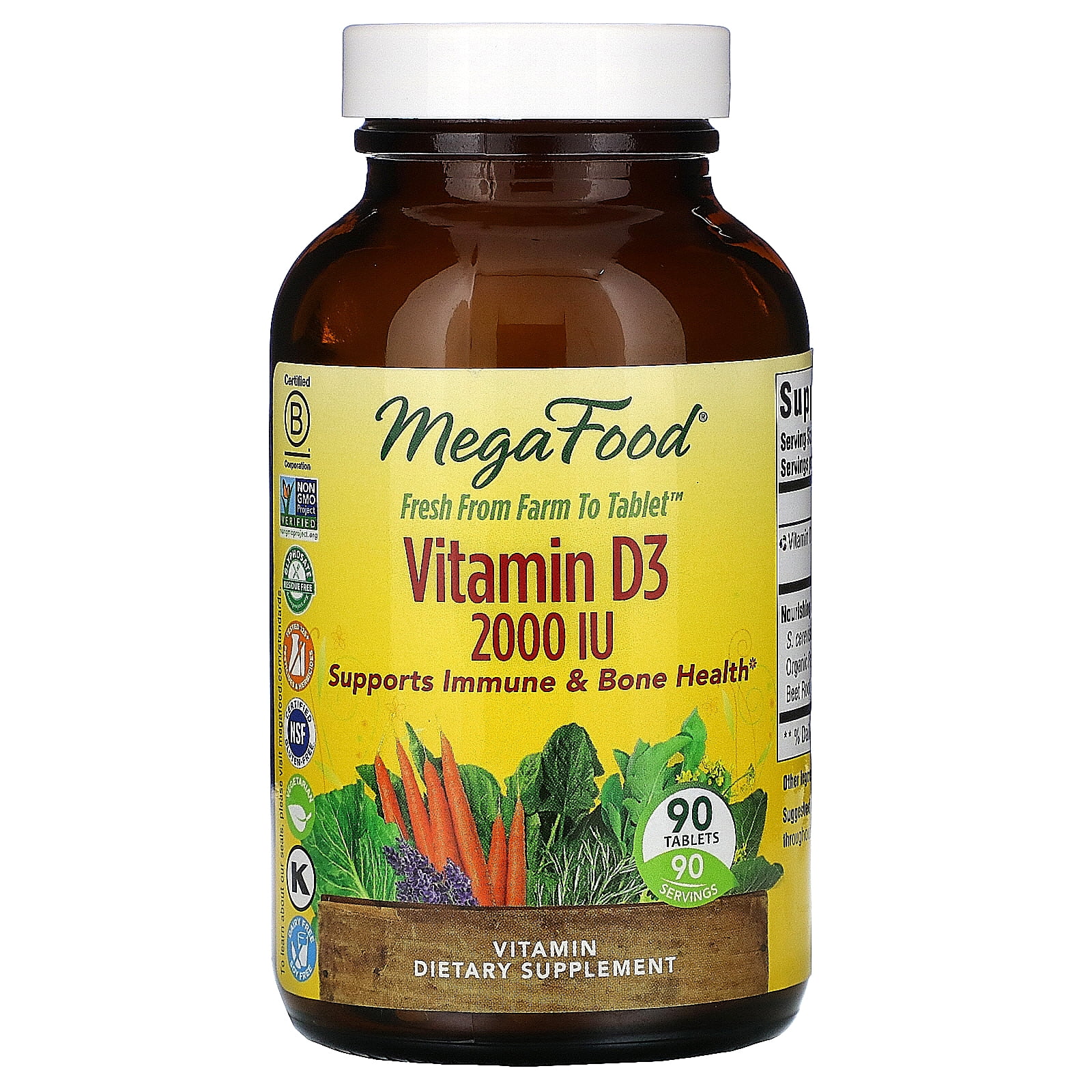 MegaFood Vitamin D3 2000 IU 90 Tablets