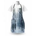 thumbnail image 3 of Winter Apron, Snow Covered Forest Idyllic Early Morning Scenery Seasonal Xmas Nature, Unisex Kitchen Bib with Adjustable Neck for Cooking Gardening, Adult Size, Black White Slate Blue, by Ambesonne, 3 of 4