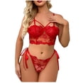 thumbnail image 1 of Sujetador de lencería con bordado de malla exquisita para mujer + conjunto de calzoncillos Babydoll ropa de dormir recortada Fridja nalpqowj44552, 1 of 8