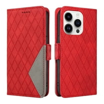 Allytechgroup Flip Cover Case for iPhone 16 Pro, Premium PU Leather Stand Cards Holder Hand Wrist RFID Blocking Bumper Shockproof Phone Case for iPhone 16 Pro, Red