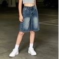 thumbnail image 4 of Liyamei Girls Denim Shorts with Mid Waist for Summer Daily Size 6-16,Blue, 4 of 5