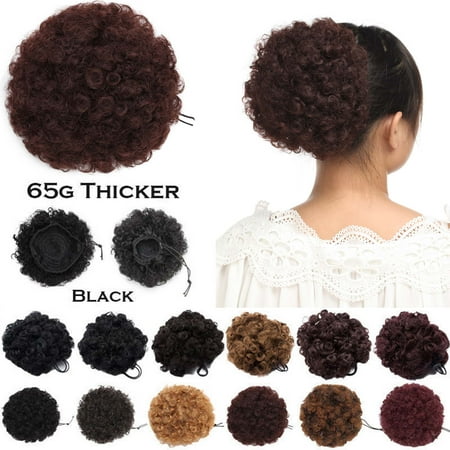 S Noilite Afro Bun Extension Puff Ponytail Chignon Hairpiece With