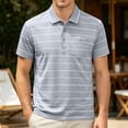 thumbnail image 2 of Mens Polo Shirts Summer Short Sleeve Striped Casual Golf Shirts Collared Button T Shirt with Pocket Size M-4XL Gray, 2 of 5