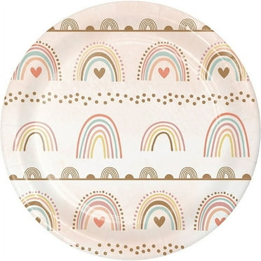 96 Count Bulk Pack Boho Rainbow Dessert Plates