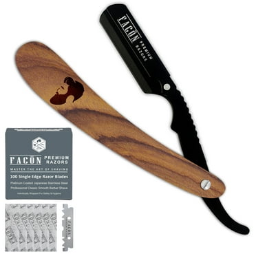 100 BLADES   Facón Professional Vintage Straight Edge Barber Razor - Salon Quality Cut Throat Shavette