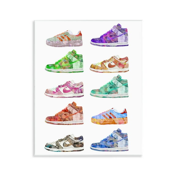Stupell Industries Rows of Chic Sneakers Fashion Painting Unframed Art Print Wall Art, 11 x 14