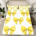 thumbnail image 2 of Manfei Dreamy Bowknot Sheet Set Queen, Light Yellow Bed Sheets Set Queen Size, Princess Ribbon Queen Sheet Sets, Lightweight Bedroom Decorative, 4pcs, 2 of 7
