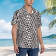thumbnail image 6 of Uemuo Black White Stripes Printed Regular Fit Short Sleeve Casual Hawaiian Shirt for Men,Aloha shirt,Tropical shirt,Floral print shirt,Vacation Beach shirt-, 6 of 9
