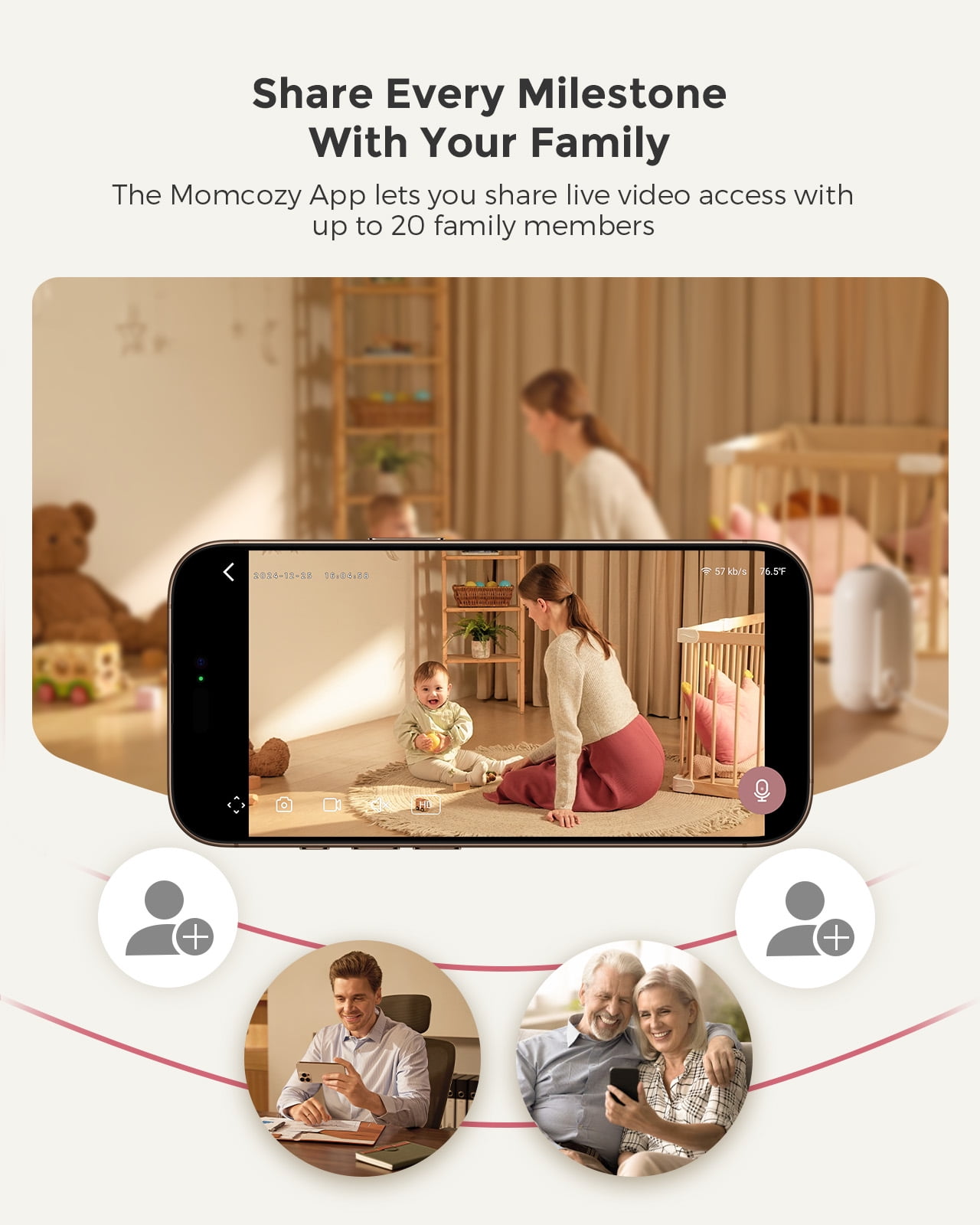 Momcozy 5-Inch Dual-Mode Smart Baby Monitor WiFi Connect BM04