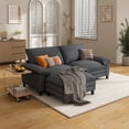 thumbnail image 6 of Linor Cloud Couch with Ottoman, Velvet and Wood Deep Seat Sectional Sofa, Deep Gray, 6 of 7