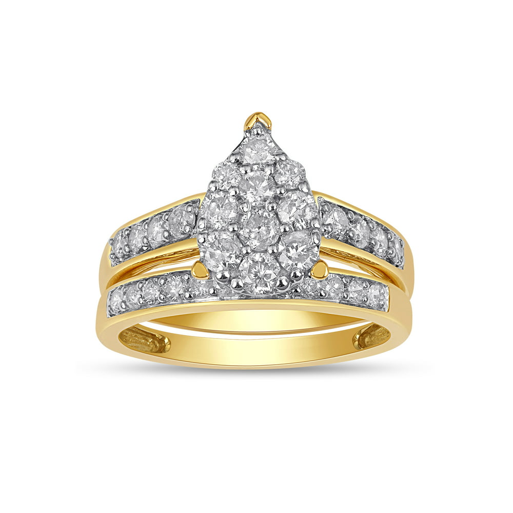 Forever Bride 10k Yellow Gold Forever Bride 1cttw Pear Cluster