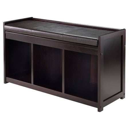 Winsome Wood Addison 2-Pc Storage Bench & Seat Cushion Espresso