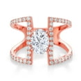 thumbnail image 2 of Gem Stone King 18K Rose Gold Plated Silver Ring Set with Moissanite (2.16 Cttw) (Size 7), 2 of 3