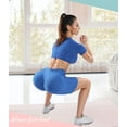 thumbnail image 3 of High Waisted Butt Lifting Yoga Shorts for Women Tummy Control Textured Ruched Shorts with Pockets Sports Gym Running Beach Hot Pants, 3 of 4