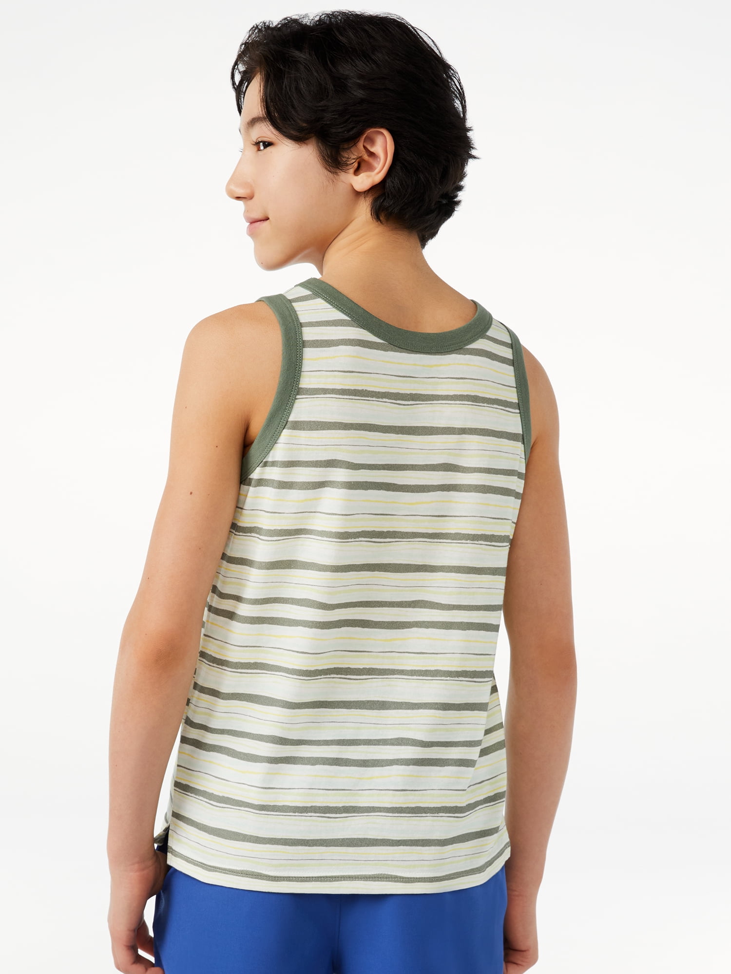 Free Assembly Boys Cotton Jersey Tank Tops, 2 Pack, Sizes 4-18