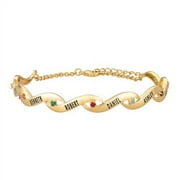 Personalized Planet Women's Family Name and Birthstone Infinity Cuff Bracelet
