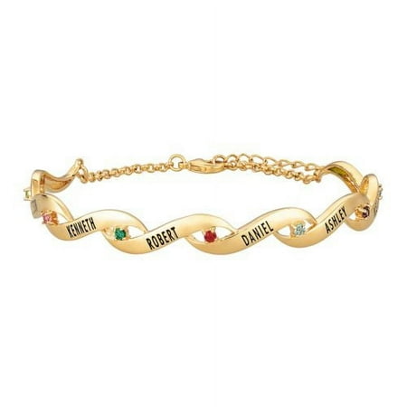 Personalized Planet Women's Family Name and Birthstone Infinity Cuff Bracelet