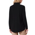 thumbnail image 3 of Suéter casual de cuello alto de punto con bolsillo para mujer Inspire Chic, de manga larga, otoño e invierno, talla XL, negro, 3 of 6