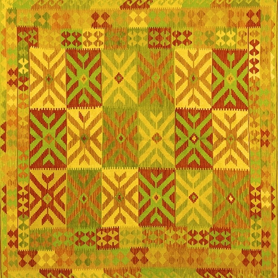 Ahgly Company Indoor Square Southwestern Yellow Country Area Rugs, 7' Square