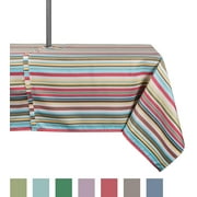 Design Imports Casual Rectangle Summer Stripe Umbrella Outdoor Tablecloth, 120" x 60\ by Design Imports