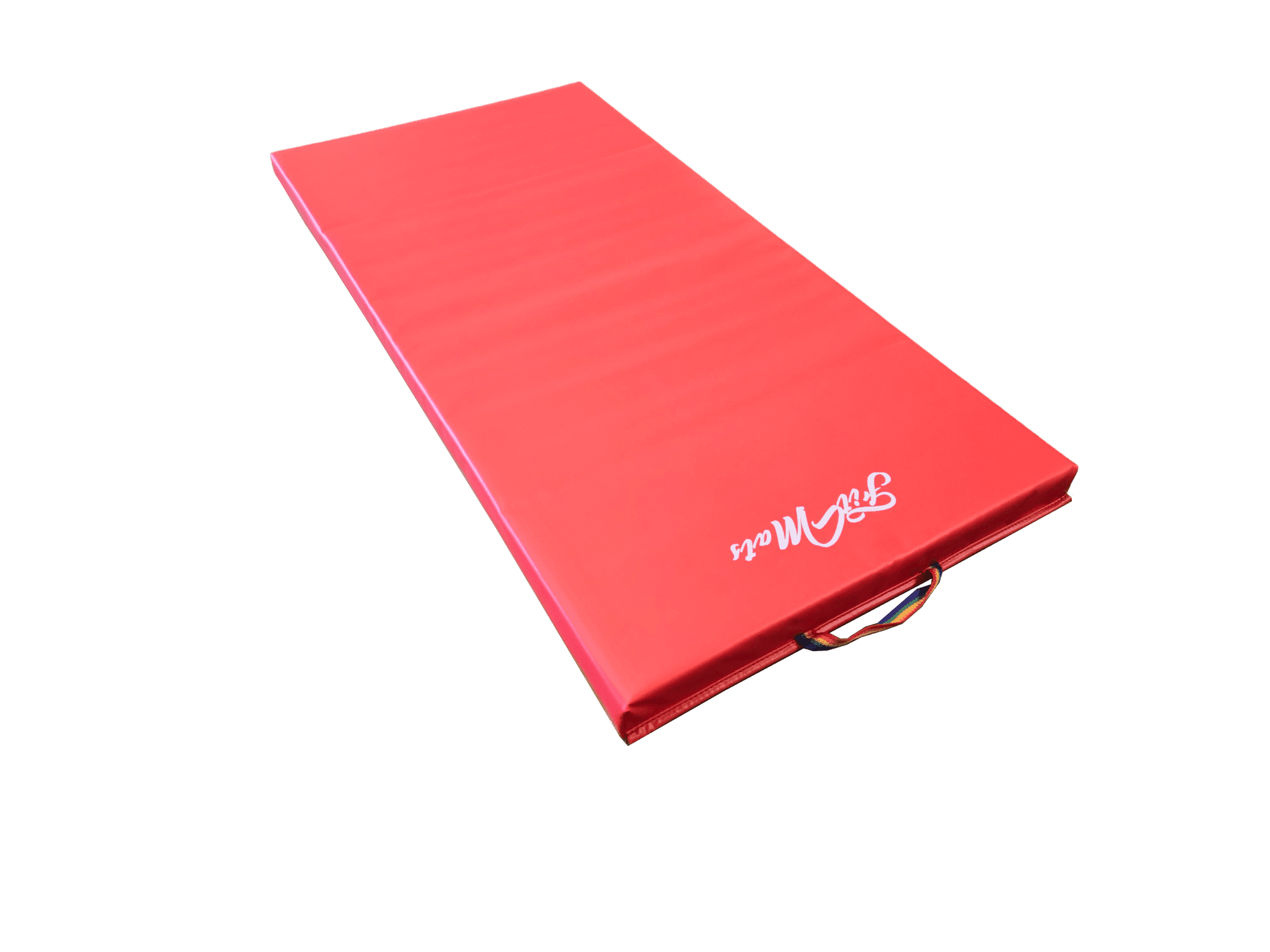 FitMats Single Red Mat with G/Y/R Handles Exercise Mat - 4ft x 2ft - Thick Comfortable Foam, Easy to Store & Carry - Ideal for Yoga, Pilates, Stretching, & Home Fitness Workouts