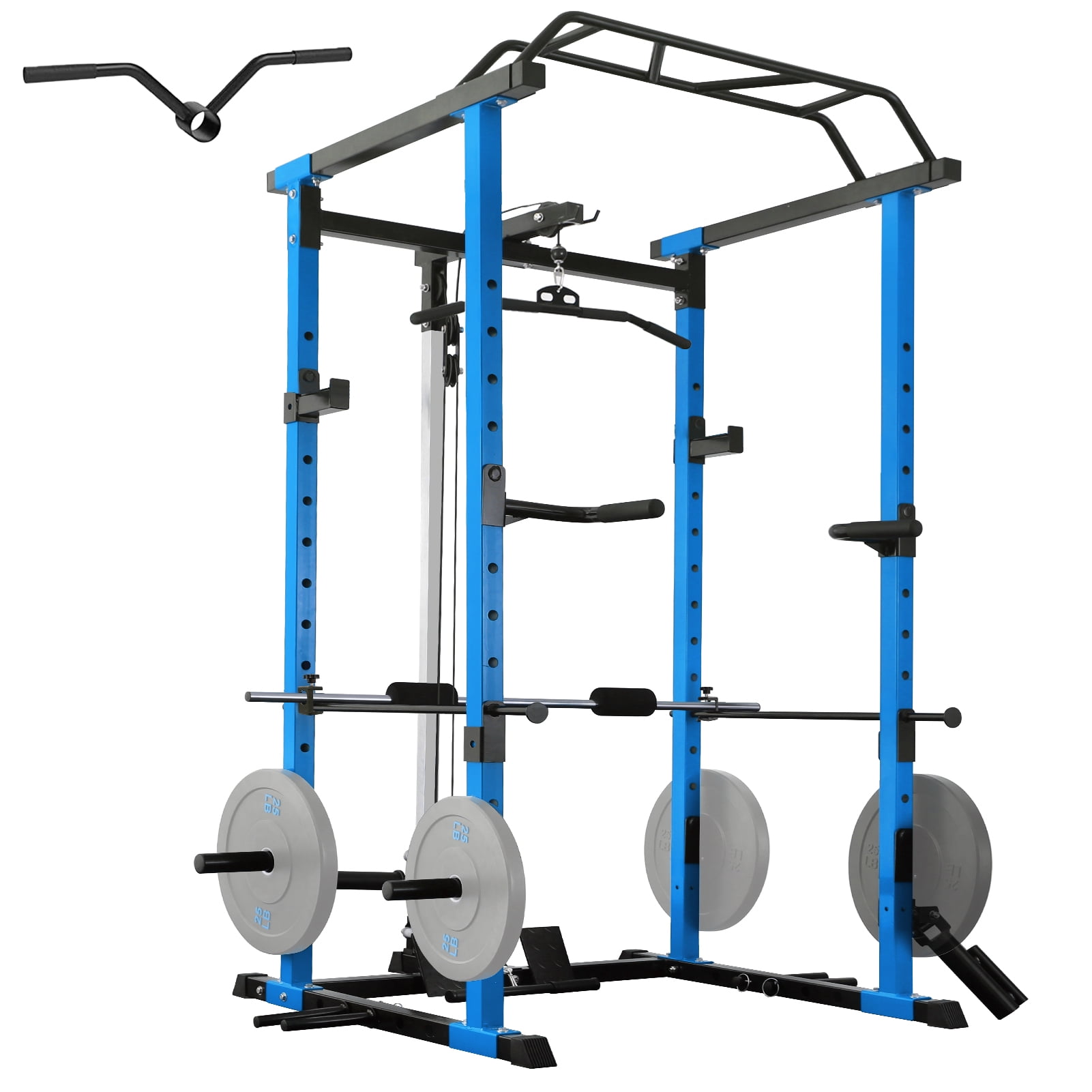 ER KANG Power Rack Cage, Squat Rack with LAT Pulldown System, 1200LB