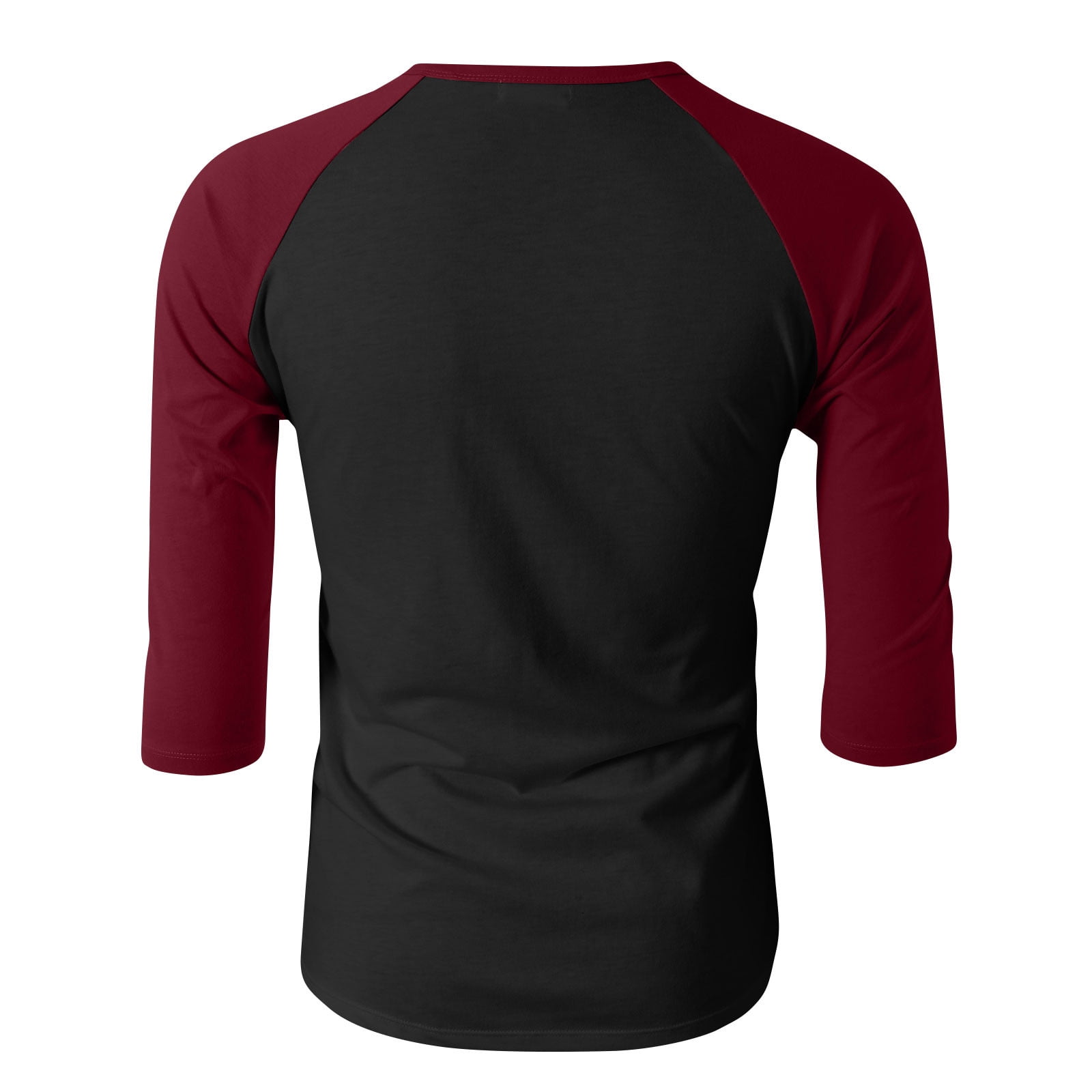 RYRJJ Henley Shirts for Men Raglan 3/4 Sleeve Baseball T-Shirts Color Block Summer Casual Cotton Sport Athletic Tee Tops(Black Wine,XXL)