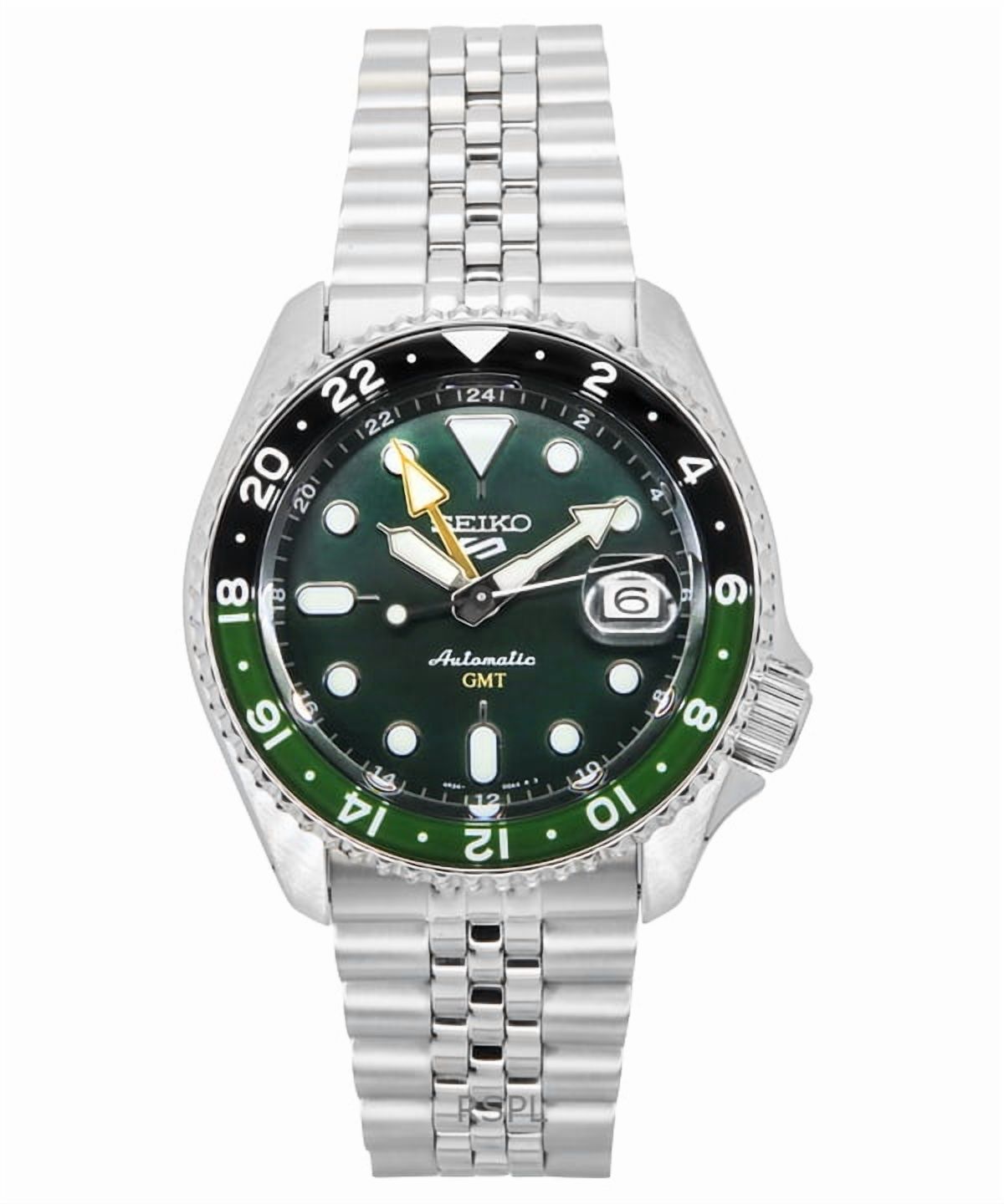 Seiko 5 Sports SKX GMT Automatic Green Dial Sprite Bezel Men's Watch SSK035